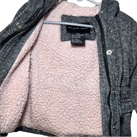 Me Jane Mini Toddler Girls Grey Sherpa Lined Winter Coat Size 12 Months - Picture 7 of 8